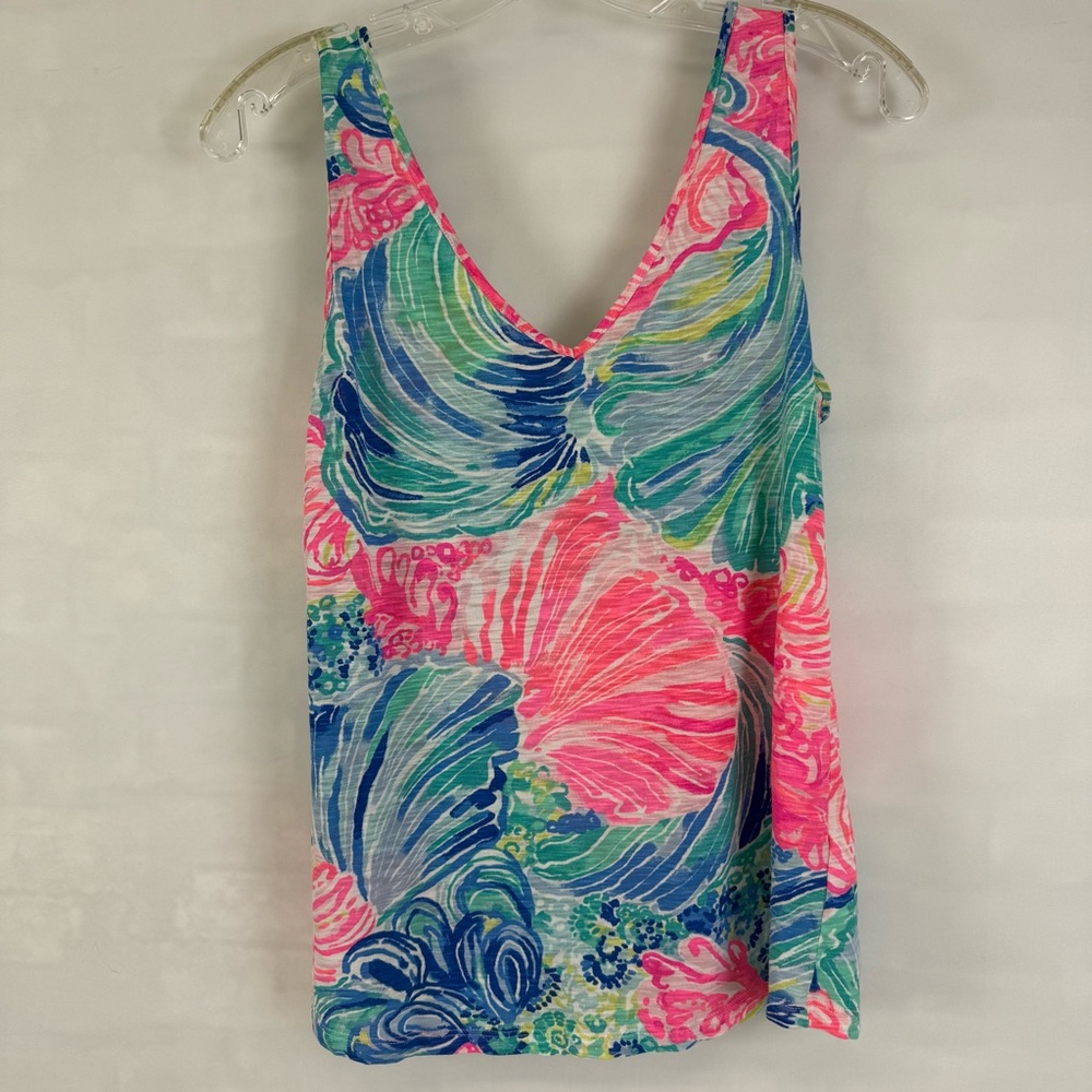 Lilly Pulitzer‎ Gigi V-Neck Tank Top - Beach Please Size Small Women’s Pink